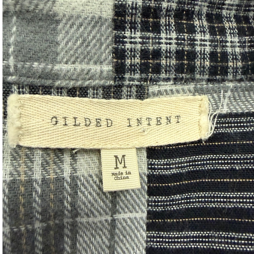 Gilded Intent Patchwork Plaid Grunge Button Up Sh… - image 5